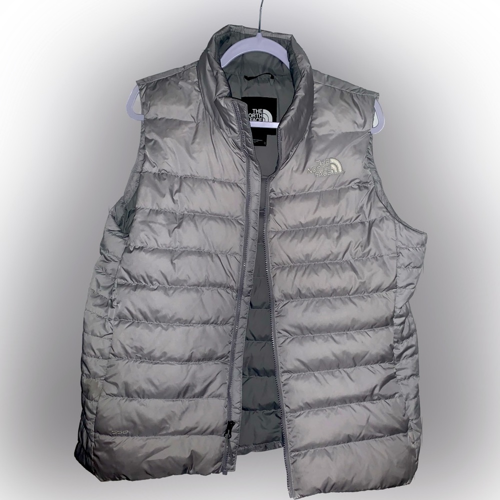 North face silver/gray XL goose down puffer vest